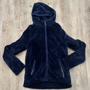 Girls Size 14 Blue Land’s End Fleece Zip-Up Jacket with Hood